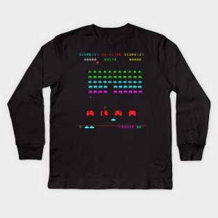 Colorful Space Invaders Kids Long Sleeve T-Shirt